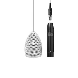 Shure MX391W-A/O Omnidirectional Miniature White Condenser Boundary Microphone with 12 ft Attached Cable and Detachable XLR Preamp (MX391W-A/O)