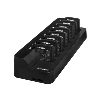 Shure 8-Bay Networked Battery-Only Tray Charger for Wireless System Batteries, Professional Charging and Monitoring Station for Audio Applications (SBC840M-US)