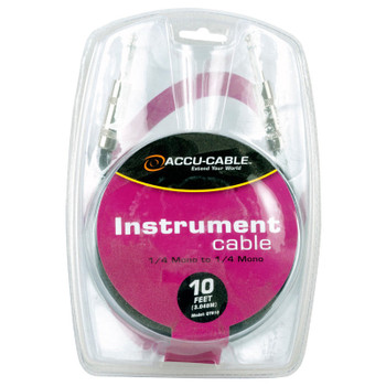 ADJ QTR10 1/4" TS Phone Male to 1/4" TS Phone Male Mono Instrument Cable (10')