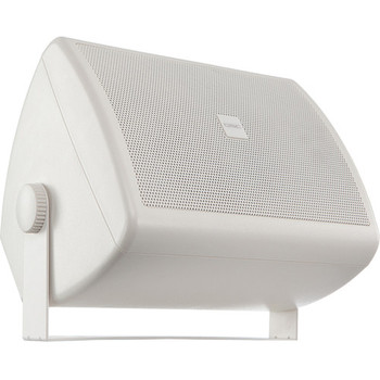 QSC AC-S4T-WH 4.5″ Two-Way Surface Speaker with 70/100V Transformer, 8Ω Bypass, 130° Coverage, Yoke Mount, White (AC-S4T-WH)