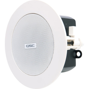 QSC AD-C.SAT-WH 2.75″ Satellite Ceiling Speaker, 16Ω, 150° Coverage, C-Ring for Blind Mount Installation, White (AD-C.SAT-WH)