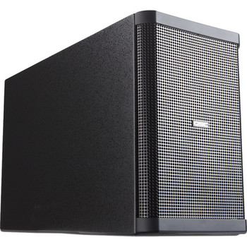 QSC AD-S28TW-BK Dual 8″ Bandpass Subwoofer, 70/100V Transformer, 8Ω Bypass, 120Hz Bypassable Low-Pass Filter, with Yoke and Suspension Hardware, Black (AD-S28TW-BK)