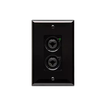 QSC D2i Single-Gang US Dante/AES67 Wall Plate with 2 Mic/Line Inputs (XLR & 1/4″ TRS Combo), PoE, Axiom Bus Expansion Capable, Includes White and Black Faceplates (D2i)