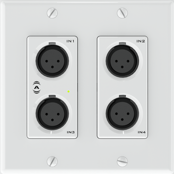 QSC unDX4I 4×2 Channel Dual-Gang US Dante/AES67 Wall Plate, 4 Mic/Line Inputs (XLR), Phoenix I/O, PoE (unDX4I)