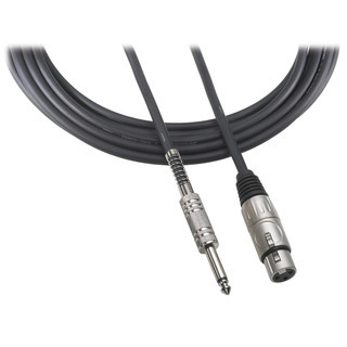 Audio Technica 25 Foot Hi Z Microphone Cable, XLR Female to 1/4 Inch Connector (AT8311-25)