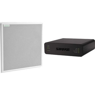 Shure Microflex MXA902W-S-60CM-USB Ceiling Array Microphone with Integrated Loudspeaker and ANIUSB Interface Bundle, White, Square, 60 cm (MXA902W-S-60CM-USB)