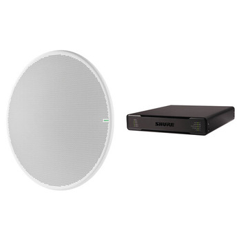 Shure Microflex MXA920W-R-P300-V Ceiling Array Microphone Bundle with P300-IMX Audio Conferencing Processor, Round, White (MXA920W-R-P300-V)