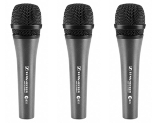 Sennheiser e 835 3-Pack Handheld Dynamic Microphone Set with Clips and Carrying Pouches (506666)