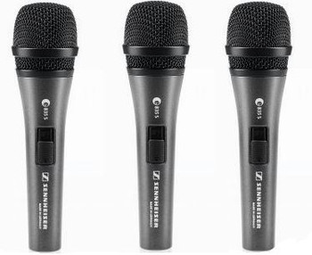 Sennheiser e 835-S 3-Pack Handheld Dynamic Microphone Set with Switch, Clips, and Carrying Pouches (507359)