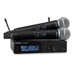 Shure Dual Handheld Wireless System with SM58 Microphones, Digital Wireless Audio System for Professional Audio Applications (SLXD24D+/58-G57)