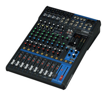 Yamaha 12-Input 4-Bus Mixer with built-in SPX effects, USB audio interface, and D-PRE preamps, designed for live sound and studio applications, (MG12XU)