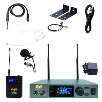 CAD WX1800BP True Diversity UHF Wireless Bodypack Microphone System, 100-Channel, 550–590 MHz, with Headworn and Lavalier Microphones (AMS-WX1800BP)