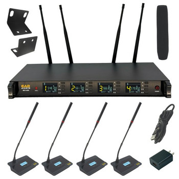 CAD WX1400GN Four-Channel UHF Wireless Gooseneck Microphone System, 550–590 MHz, 4 Gooseneck Transmitters (AMS-WX1400GN)