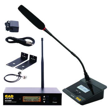 CAD WX1000GN UHF Wireless Gooseneck Microphone System, 550–590 MHz, 100-Channel Conferencing System (AMS-WX1000GN)