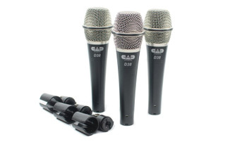 CAD Audio D38 Supercardioid Dynamic Instrument Microphone 3 Pack for Professional Instrument Miking (AMS-D38X3)
