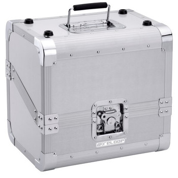 Reloop AMS-REC-CASE-80-SLV, 80 Record Case Silver for Vinyl Storage with Durable Aluminum-Style Protection and Portable Carry Handle Design