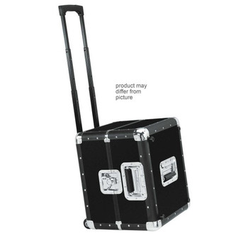 Reloop AMS-REC-TROLLEY-120-BLK, 120 Trolley Record Case for Vinyl Storage and Transport with Rolling Wheels, Retractable Handle, and Heavy-Duty Protective Design