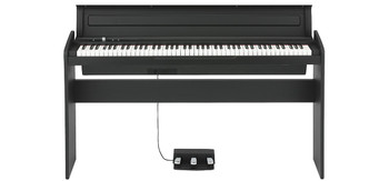 Korg LP-180 Digital Piano - Black 88-key Digital Home Piano with 10 Sounds, 120-note Polyphony, Three-pedal Unit, and Natural Hammer Weighted Action