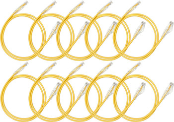 Hosa Cat 6 Slim Ethernet Cable – 10-Pack, 5 Foot, Yellow (CAT-605S-10PK-YE)