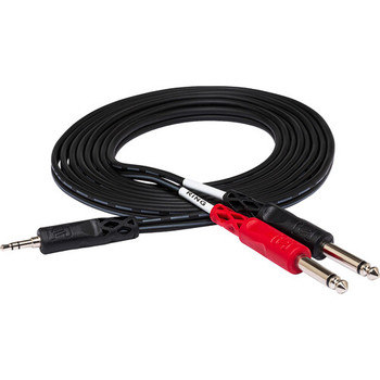 Hosa CMP-153 Stereo Breakout Cable - 3.5mm TRS Male to Left and Right 1/4-inch TS Male - 3 foot