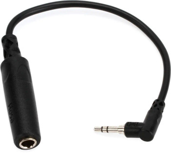 Hosa MHE-100.5 Right-angle 3.5mm TRS Male to 1/4 inch TRS Female Adapter Cable