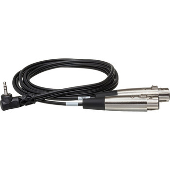 Hosa CYX-401F Camcorder Microphone Cable - Dual XLR3F Female to Right Angle 3.5mm TRS Male - 1 foot