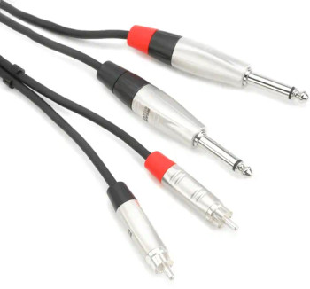 Hosa HPP-005X2 Pro Stereo Interconnect Cable - Dual REAN 1/4-inch TS Male to Dual REAN 1/4-inch TS Male - 5 foot