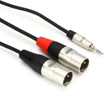 Hosa HMX-003Y Pro Stereo Breakout Cable - 3.5mm TRS Male to Dual XLR Male - 3 foot