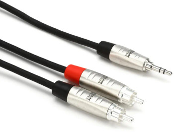 Hosa HMR-003Y Pro Stereo Breakout Cable - 3.5mm TRS Male to Dual RCA Male - 3 foot