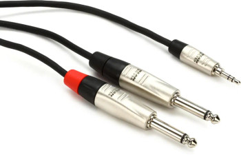 Hosa HMP-003Y Pro Stereo Breakout Cable - 3.5mm TRS Male to Dual 1/4-inch TS Male - 3 foot