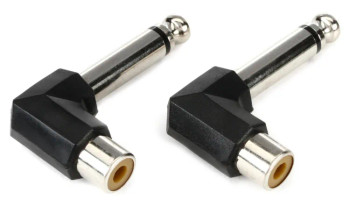 Hosa GPR-123 Right-angle Female RCA to Male 1/4 inch TS Adapters (2-pack)