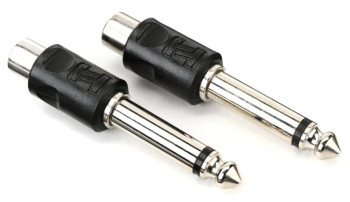 Hosa GPR-101 RCA Female to 1/4 inch TS Male Adapters (2-pack)