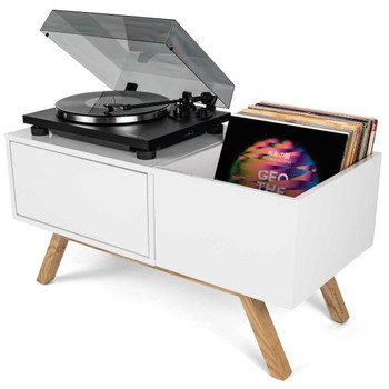 Glorious Turntable Lowboard Audio Furniture Cabinet for Vinyl Turntable Setup, Record Storage, and Hi-Fi Listening Systems (AMS-TURNTABLE-LOWBOARD)