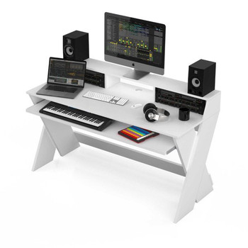 Glorious Sound Desk Pro Studio Workstation Desk, White Finish, for Music Production, Recording, and Content Creation Environments (AMS-SOUND-DESK-PRO-WHT)