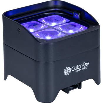ColorKey, CKU-6220, MobilePar Mini HEX 4 MKII Compact Battery-Powered LED PAR Wash Light for Mobile DJ and Event Lighting Use