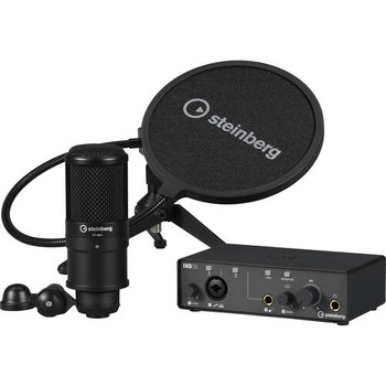 Steinberg USB-C Audio Interface Podcast Pack in Black, designed for podcasting, recording, and streaming applications, (IXO12 B PS Pack)