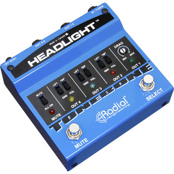 Radial Engineering Amp Selector with up to 4 outputs, isolated with 180° polarity reverse, designed for flexible amp routing and switching, (R800 7096)