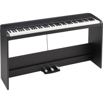 Korg B2SP Digital Piano with 88 Weighted Keys, Integrated Stand, and Three-Pedal Unit in Black Finish (B2SPBK)