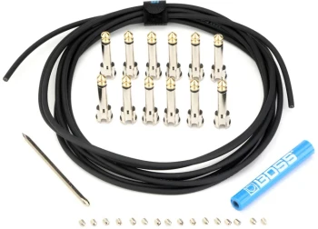 BOSS BCK-12 Solderless Pedalboard Cable Kit with 12 Connectors, 12ft/3.6m Low-Capacitance Cable, Gold-Plated Contacts, and Custom-Length Patch Cable System for Effects Pedals (BCK-12)