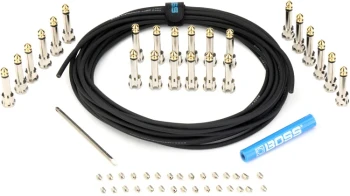 BOSS BCK-24 Solderless Pedalboard Cable Kit with 24 Connectors, 24ft/7.3m Low-Capacitance Cable, Gold-Plated Contacts, and Custom-Length Patch Cable System for Effects Pedals (BCK-24)