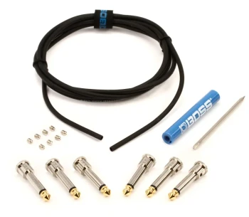 BOSS BCK-6 Solderless Pedalboard Cable Kit with 6 Connectors, 6ft/1.8m Low-Capacitance Cable, Gold-Plated Contacts, and Custom-Length Patch Cable System for Effects Pedals (BCK-6)