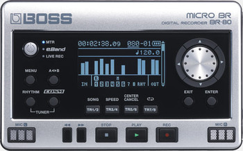 BOSS BR-80 MICRO BR Digital Recorder with 8-Track Multitrack Recording, eBand Jam Tracks, Built-In Stereo Microphones, COSM Effects, and USB Audio Interface (BR-80)