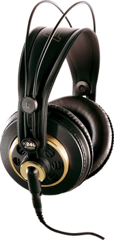 AKG, K240 Studio semi-open circumaural studio headphones with artificial leather ear pads, classic gold and black design, and detachable cable, (2058X00130)