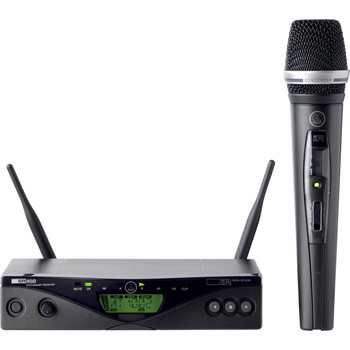 AKG, WMS470 C5 Set BD8 50mW wireless handheld microphone system with SR470 receiver, HT470/C5 transmitter, C5 microphone element, power supply, rack mount kit, stand adapter, and AA battery, (3306X00380)