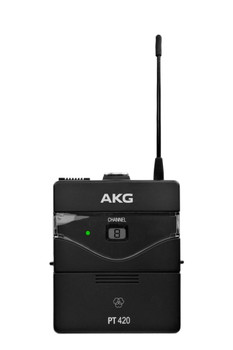 AKG, PT420 Band A pocket transmitter for wireless microphone systems, providing reliable audio transmission for professional vocal, instrument, and presentation applications, (3412H00010)