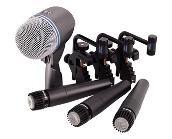 Shure DMK57-52 Drum Microphone Kit including 3 SM57 Microphones, 1 Beta 52A Microphone, 3 A56D Drum Mounting Systems, and Carrying Case (DMK57-52)