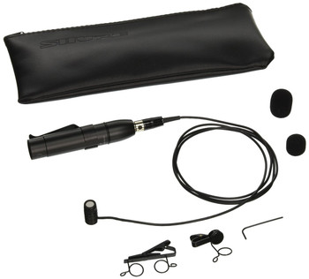Shure MX183 Omnidirectional Condenser Lavalier Microphone with 4 ft. Cable, Belt-Clip XLR Preamp, Rotatable Tie Clip, Dual Tie Clip, and Snap-Fit Windscreen (MX183)