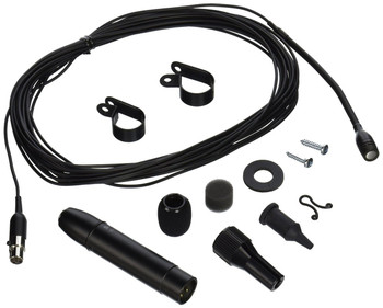 Shure MX202B/S Supercardioid Black Mini-Condenser Microphone for Overhead Miking, 30 ft Cable, In-Line XLR Preamp with Microphone Stand Adapter (MX202B/S)
