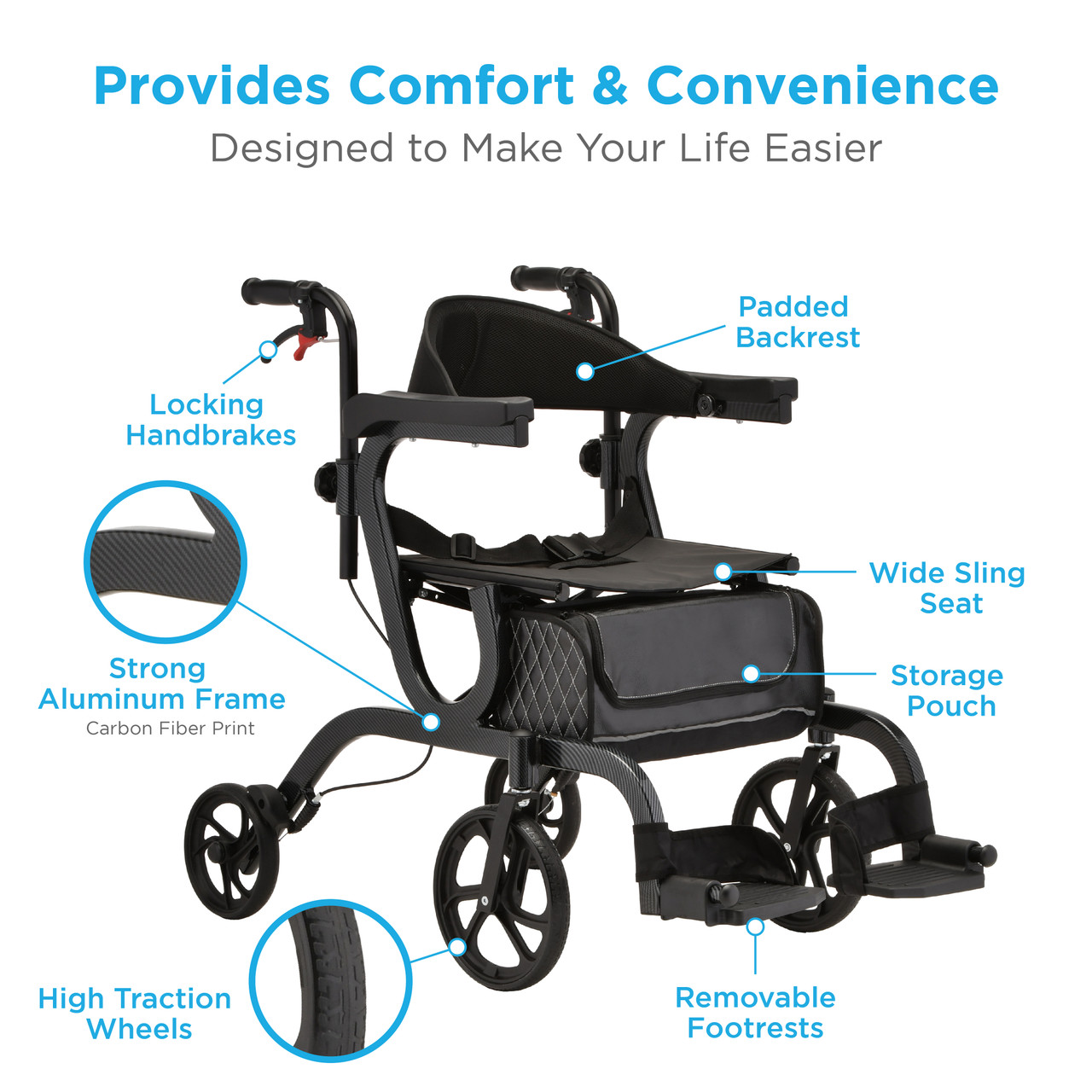 Shop Online Nova Gemini 2 in 1 Rollator Transport Chair