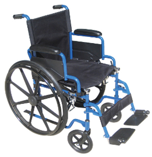 Drive Blue Streak Manual Wheelchair - 18" with Flip Back Desk Arms and Swing-away, Footrests - Blue